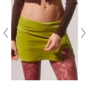Urban Outfitters Lime Green Velvet Velour Mini Skirt Skort Small